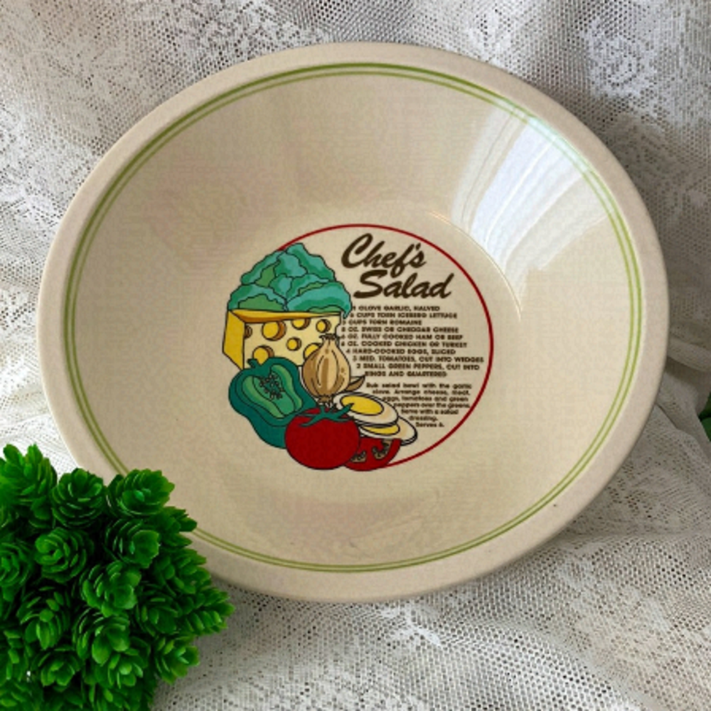 Vintage Regent Stone Chef’s Salad Recipe Salad Bowl - Collectible/Housewarming